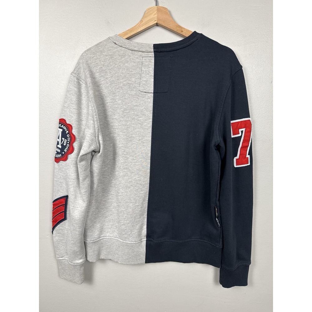 Denim Distillery Heritage America 1776 Crewneck Sweatshirt Rugby Patchwork Y2K L - Picture 2 of 14